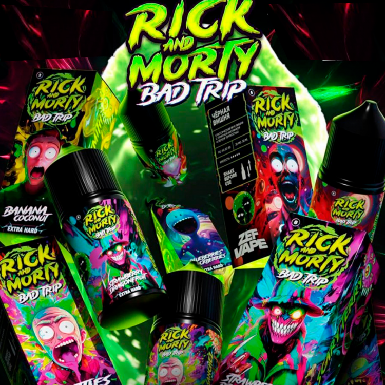 Жидкость Rick and Morty Bad Trip Salt - Черника Ежевика Лимонад 30 мл (20 мг)